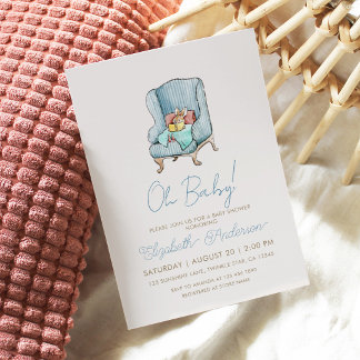 Bunny Reading A Book Storybook Baby Shower Invitation