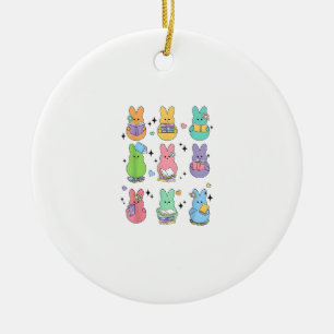 Bunny Reading Books Easter Day Librarian Teacher B Ceramic Ornament