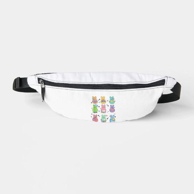 Bunny Reading Books Easter Day Librarian Teacher B Fanny Pack (Front)