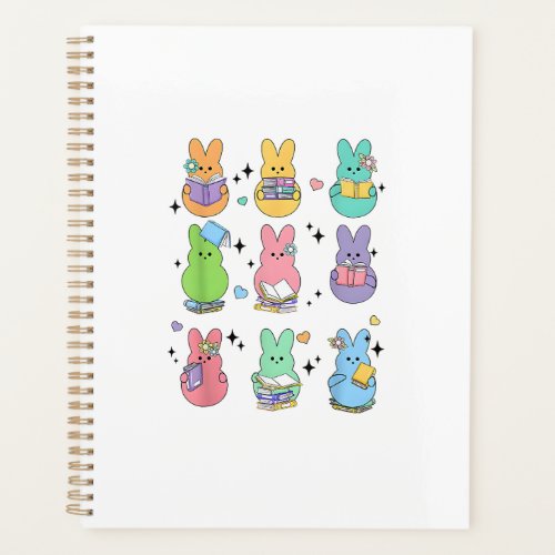 Bunny Reading Books Easter Day Librarian Teacher B Planner