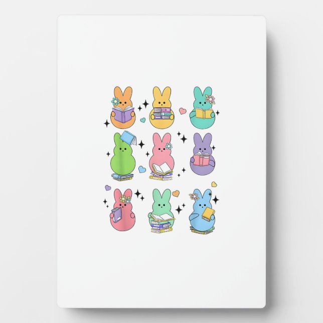Bunny Reading Books Easter Day Librarian Teacher B Plaque (Front)