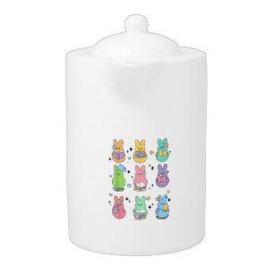 Bunny Reading Books Easter Day Librarian Teacher B Teapot