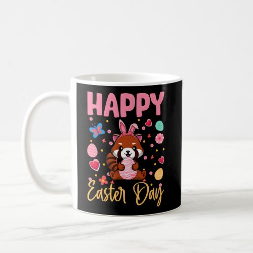 Bunny Red Panda Colorful Eggs Hunting Happy Easter Coffee Mug