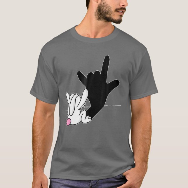 Bunny Reflection I Love You Hand Sign Language ASL T-Shirt (Front)
