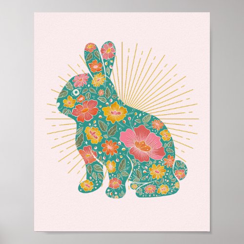 Bunny Retro Floral Unique  Poster