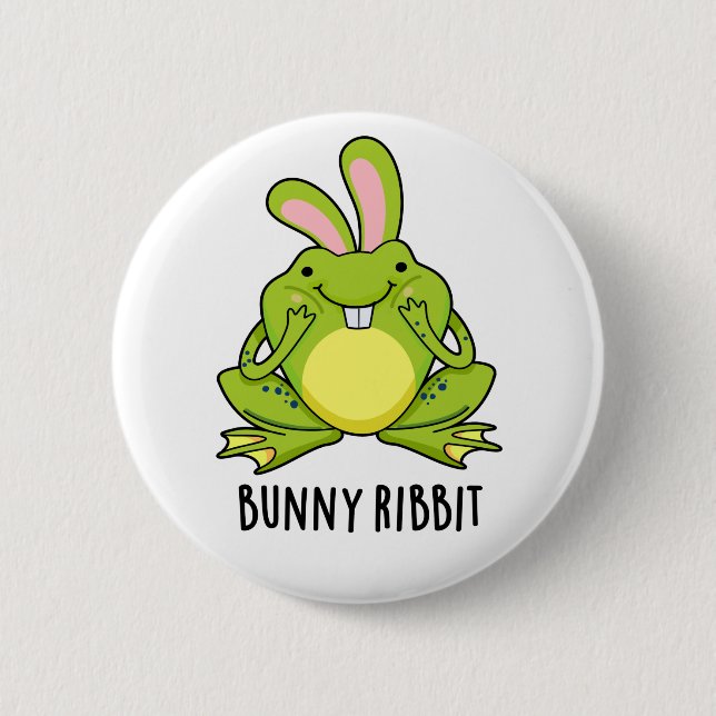 Bunny Ribbit Funny Rabbit Frog Pun  Button (Front)