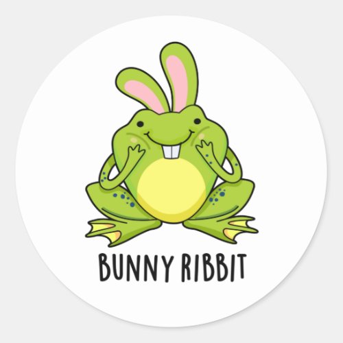Bunny Ribbit Funny Rabbit Frog Pun  Classic Round Sticker