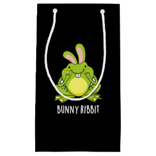 Bunny Ribbit Funny Rabbit Frog Pun Dark BG Small Gift Bag