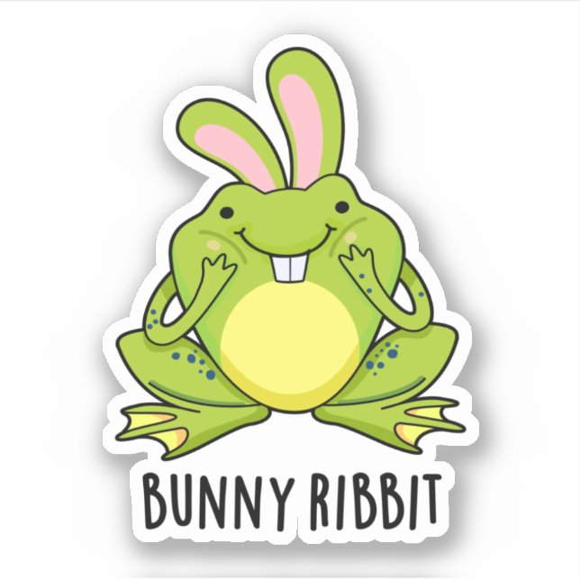 Bunny Ribbit Funny Rabbit Frog Pun  Sticker (Front)
