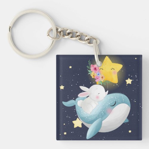 Bunny Riding A Whale Keychain