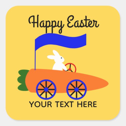 Bunny Riding Carrot Car 1_2 Stickers