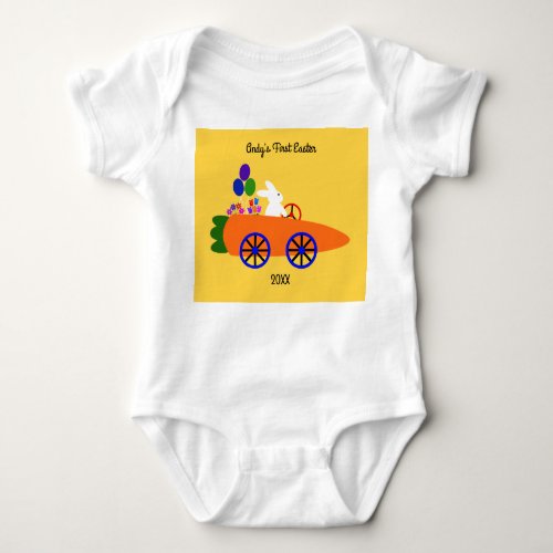 Bunny Riding Carrot Car 2 Baby Bodysuit