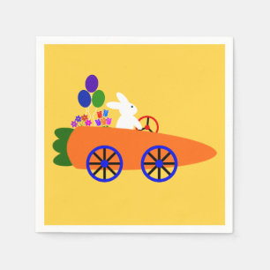 Bunny Riding Carrot Car #2 Napkins
