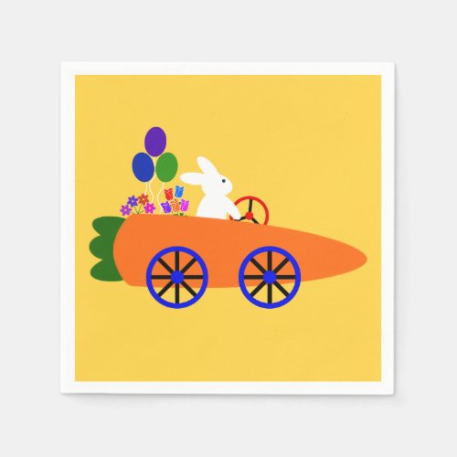 Bunny Riding Carrot Car 2 Napkins