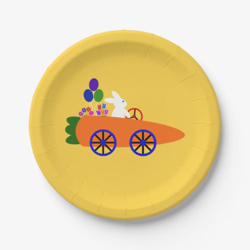 Bunny Riding Carrot Car 2 Paper Plates