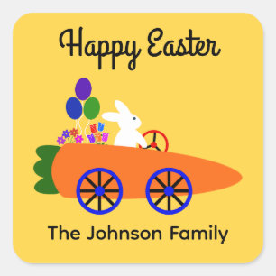 Bunny Riding Carrot Car #2 Stickers