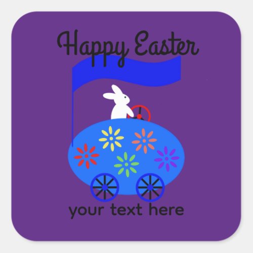 Bunny Riding Egg Car 1_2 Stickers