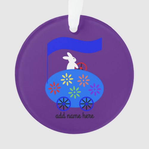 Bunny Riding Egg Car 1 Ornament 