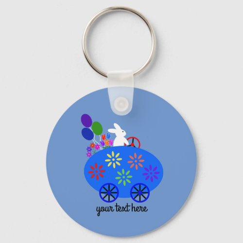 Bunny Riding Egg Car 2 Keychain 