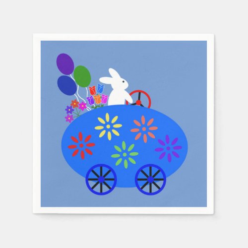 Bunny Riding Egg Car 2 Napkins