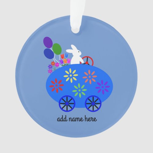 Bunny Riding Egg Car 2 Ornament 