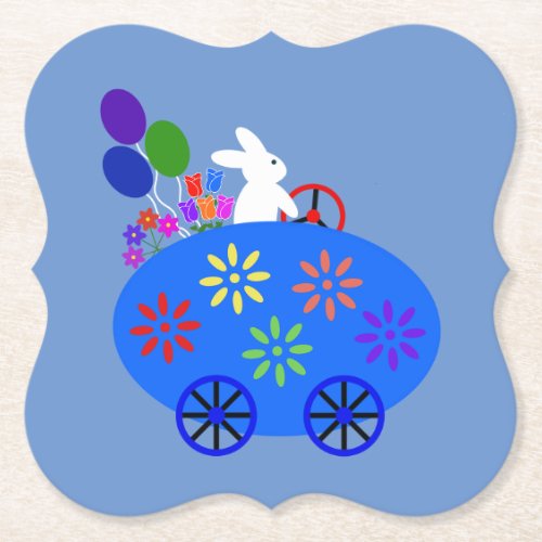 Bunny Riding Egg Car 2 Paper Coaster