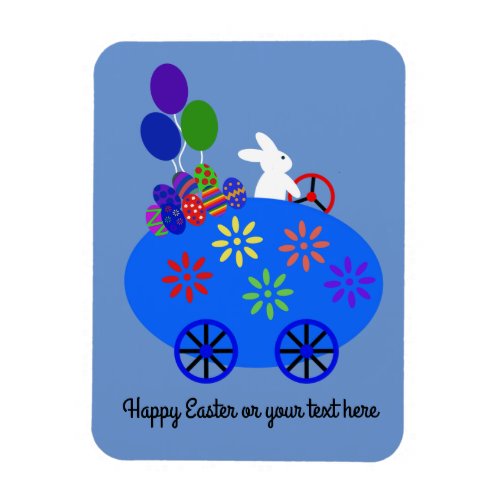 Bunny Riding Egg Car 3 Magnet