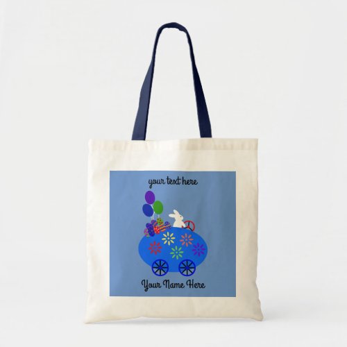 Bunny Riding Egg Car 3 Tote Bag