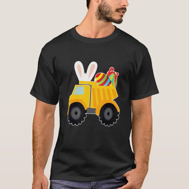 Bunny Riding Garbage Truck Easter Day Bunny Garbag T-Shirt (Front)