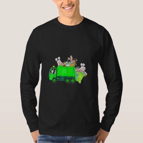 Bunny Riding Garbage Truck Easter Day Bunny  T_Shirt