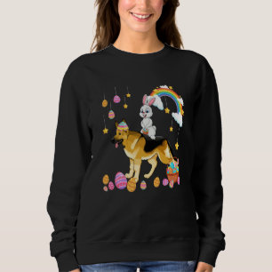 Bunny Riding German Shepherd Easter Day Costume Hu Sweatshirt