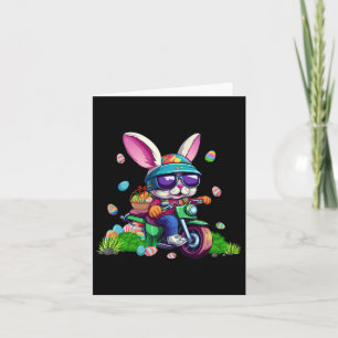 Bunny Riding Motorcycle Easter Eggs Basket Men Wom Card