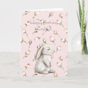 Bunny Roses Floral Birthday Card