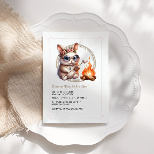 Bunny “S’more Fun to be One” Camping Birthday Invitation