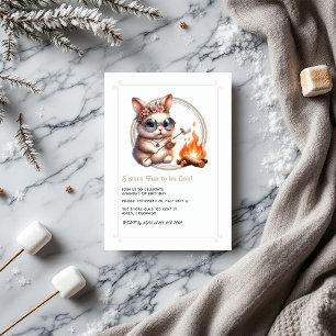 Bunny “S’more Fun to be One” Camping Birthday Invitation