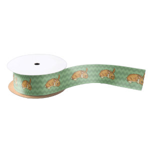 Bunny Sage Green Chevron Satin Ribbon