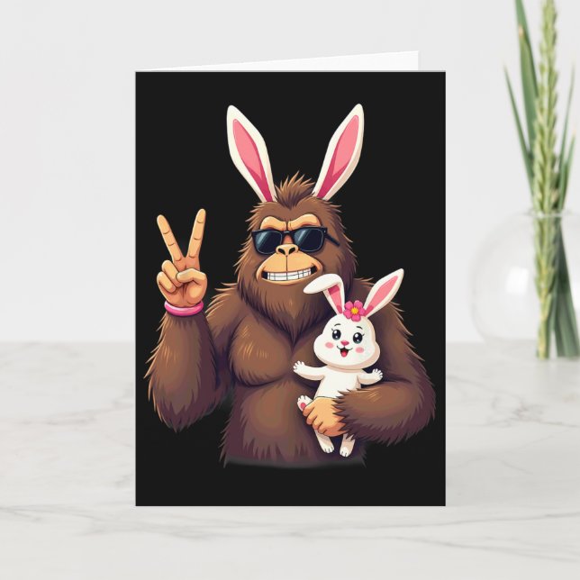 Bunny Sasquatch Bigfoot Sungles Easter 1  Card (Front)