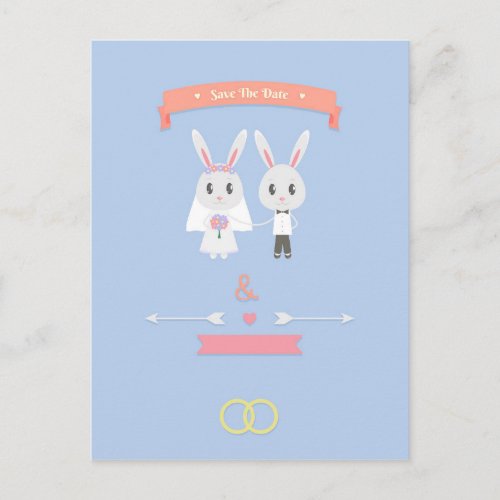 bunny save the date announcement postcard