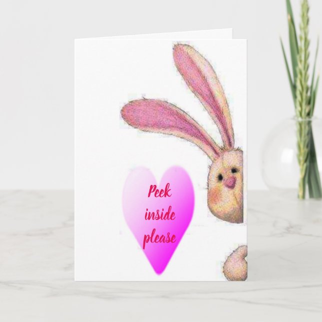 BUNNY SAYS **PEAK INSIDE** & **WILL YOU MARRY ME** HOLIDAY CARD (Front)