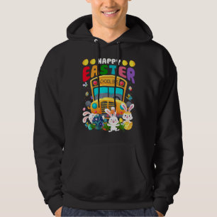 Bunny School Bus & Colorful Eggs Easter Day Men Bo Hoodie