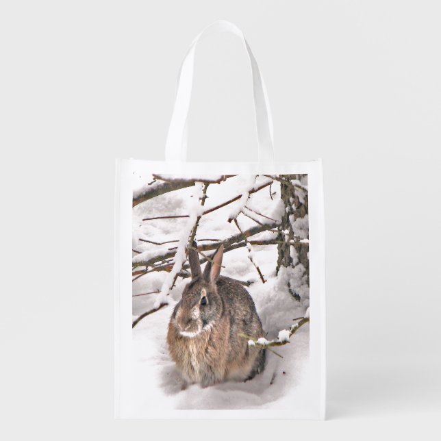Bunny Seeking Shelter Reusable Grocery Bag (Front)