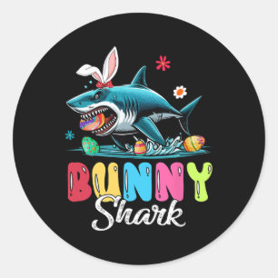 Bunny Shark Easter Hunting Chocolate Eggs Lover Ki Classic Round Sticker