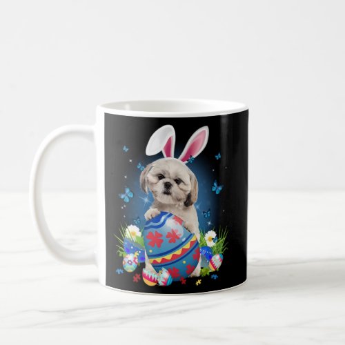 Bunny Shih Tzu With Egg Basket Easter Flower Hunti Coffee Mug