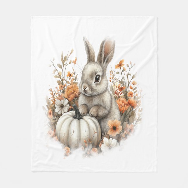 Bunny Shirt Country Pumpkin Fleece Blanket (Front)