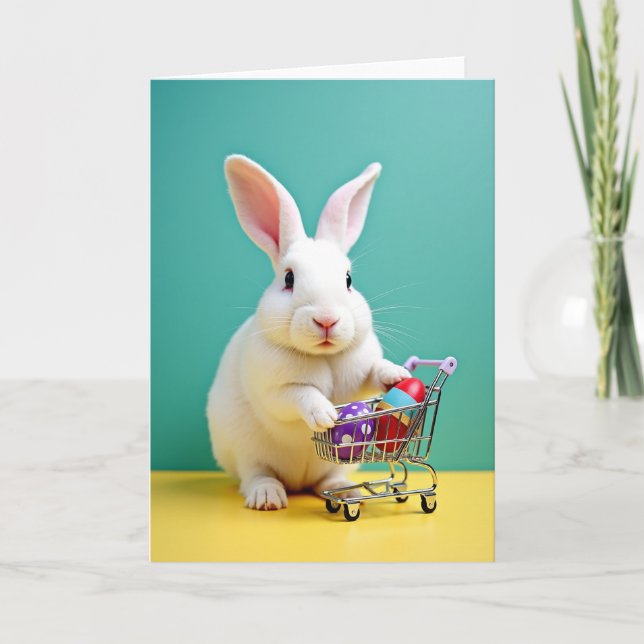 Bunny Shopping Spree Cute Card (Front)