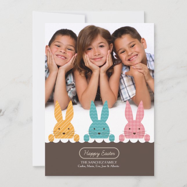 Bunny Siblings Photo Easter Card (Front)