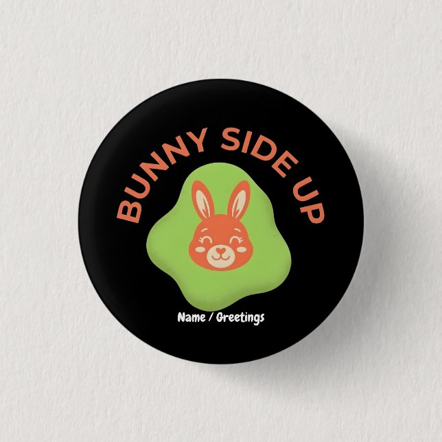Bunny Side Up Retro Easter Egg Graphic Design  Button (Front)