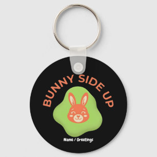 Bunny Side Up Retro Easter Egg Graphic Design Keychain