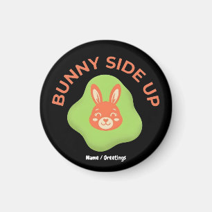 Bunny Side Up Retro Easter Egg Graphic Design Magnet