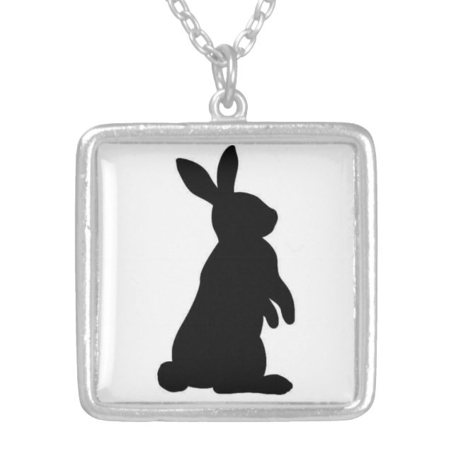 Bunny Silhouette Charm" Silver Plated Necklace (Front)